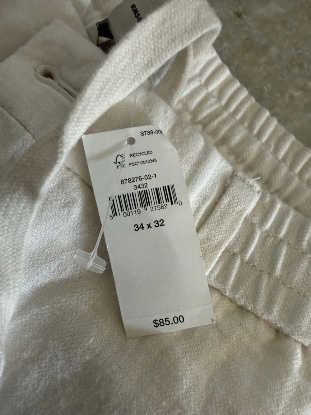 Banana Republic Men's Light Cream Drawstring Linen-Blend Pants